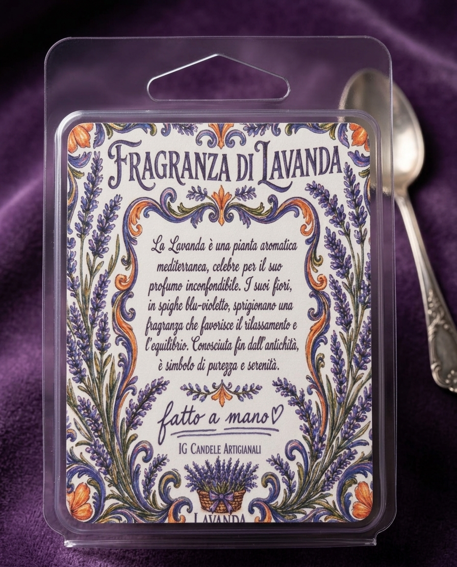 Tart/Fondenti in cera di oliva, ispirate alla tradizione artigianale e alle decorazioni in stile maiolica siciliana