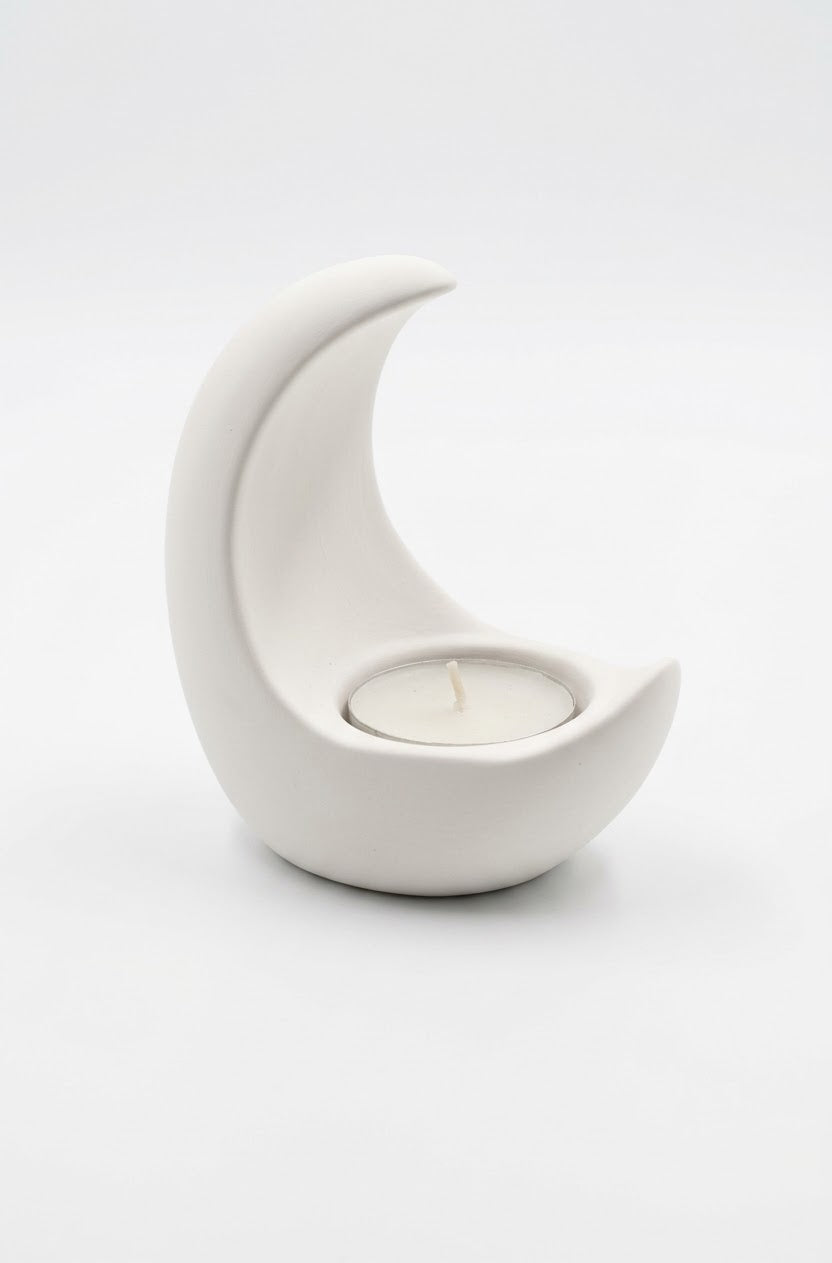 Portacandela Mezza Luna in Ceramica bianca