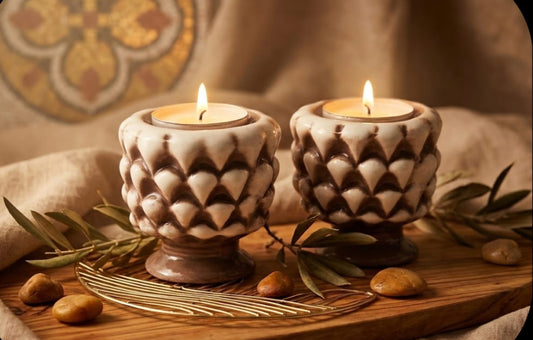Coppia Porta Tea-Light in ceramica
